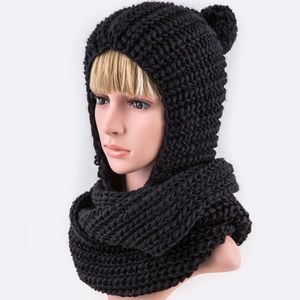 • Knit PomPom Convertible Infinity Scarf •